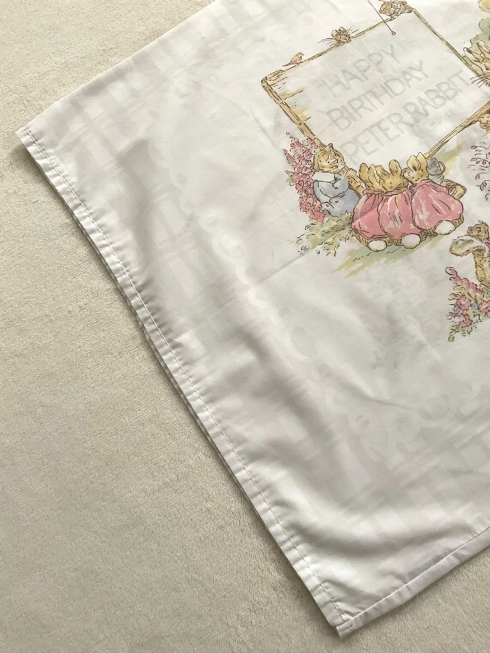 Vintage Cannon Peter Rabbit Birthday Pillowcase Beatrix Potter USA